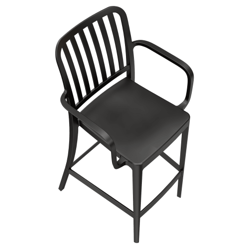 Miles Slat Back Outdoor Resin Bar Stool with Arms