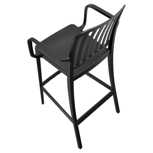 Miles Slat Back Outdoor Resin Bar Stool with Arms