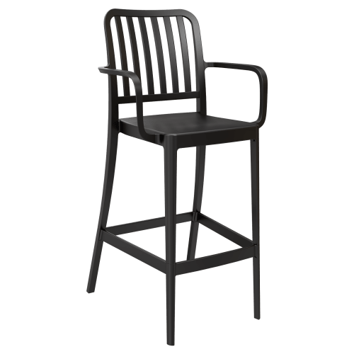 Miles Slat Back Outdoor Resin Bar Stool with Arms