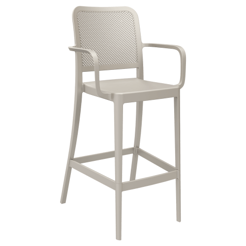 Rowan Perforated Outdoor Resin Bar Stool with Arms