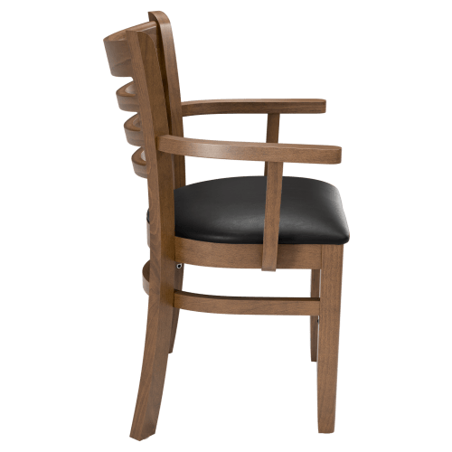 Ladder Back Wood Restaurant Chair with Arms