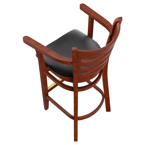 Premium US Made Ladder Back Wood Restaurant Bar Stool With Arms