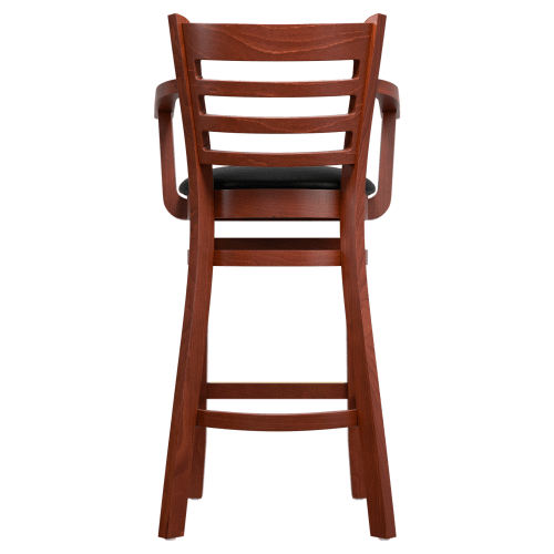 Premium US Made Ladder Back Wood Restaurant Bar Stool With Arms