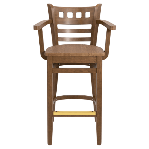 Premium US Made American Back Wood Bar Stool with Arms