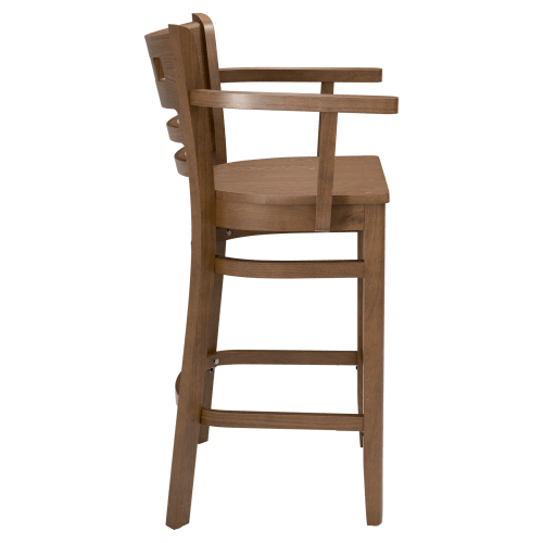 Premium US Made American Back Wood Bar Stool with Arms