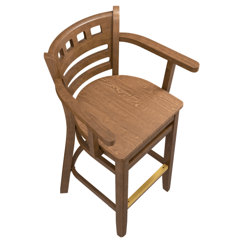Premium US Made American Back Wood Bar Stool with Arms