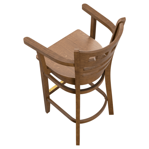 Premium US Made American Back Wood Bar Stool with Arms