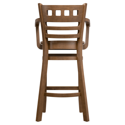 Premium US Made American Back Wood Bar Stool with Arms