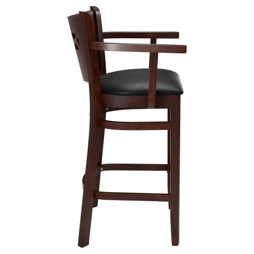 Premium US Made Leonardo Wood Bar Stool With Arms