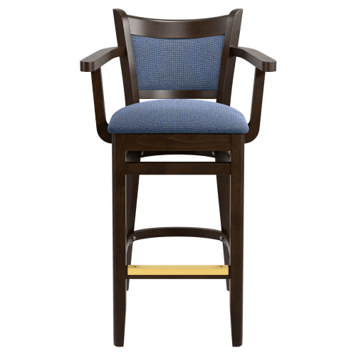 Premium Padded Back Wood Bar Stool with Arms