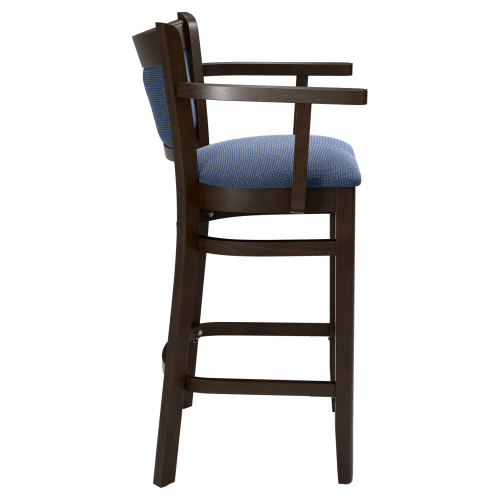 Premium Padded Back Wood Bar Stool with Arms