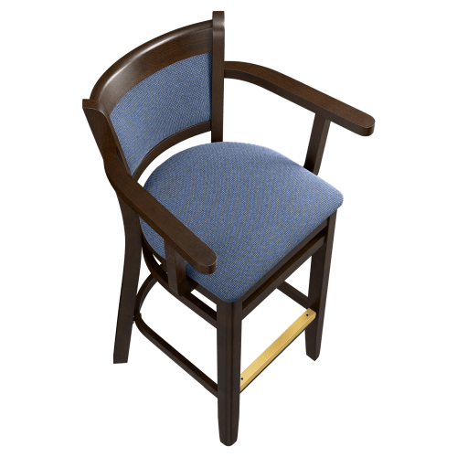 Premium Padded Back Wood Bar Stool with Arms