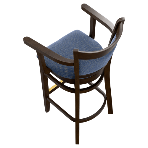 Premium Padded Back Wood Bar Stool with Arms