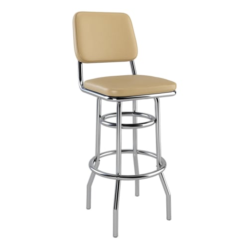 Laterca Diner Bar Stool with Double Ring Chrome Frame