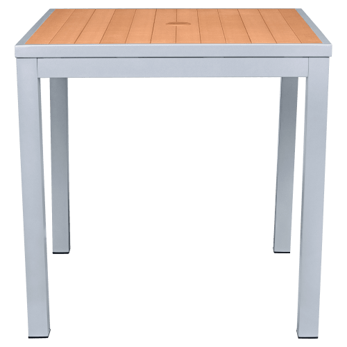 Aluminum Outdoor Table in Gray Finish and Faux Teak