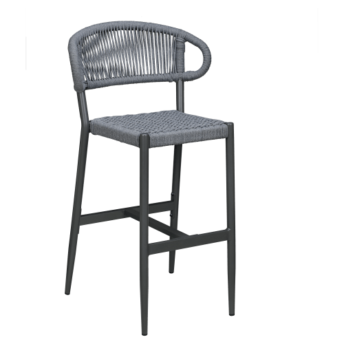 Marina Aluminum Outdoor Bar Stool in Slate Gray Rope