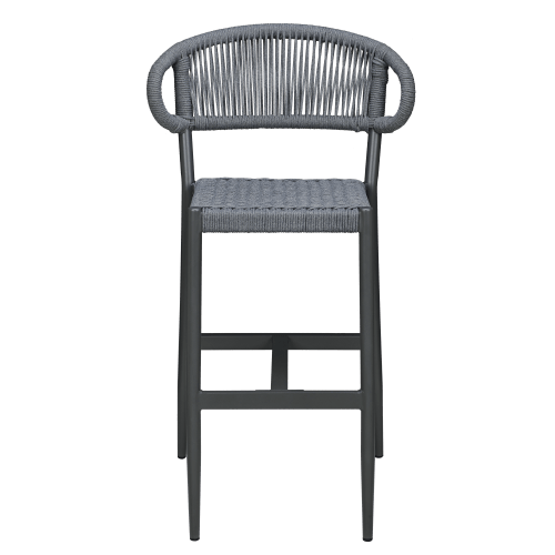Marina Aluminum Outdoor Bar Stool in Slate Gray Rope