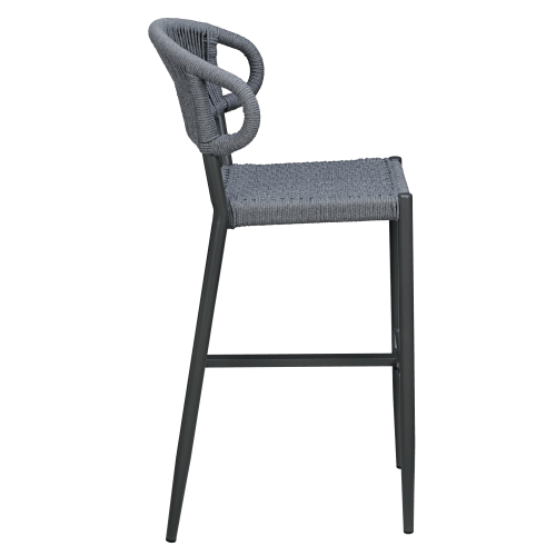 Marina Aluminum Outdoor Bar Stool in Slate Gray Rope