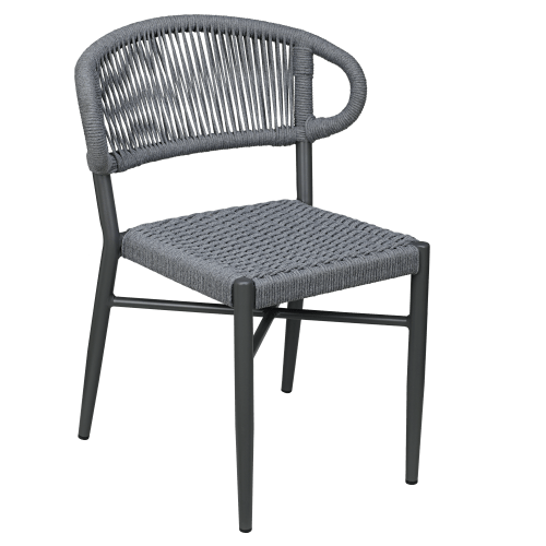 Marina Aluminum Outdoor Chair in Slate Gray Rope