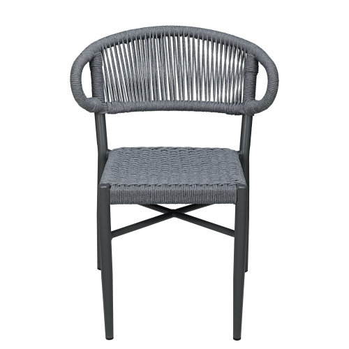 Marina Aluminum Outdoor Chair in Slate Gray Rope