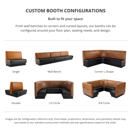 Plain Back Custom Booth with Pullover Back and Jumbo Seat