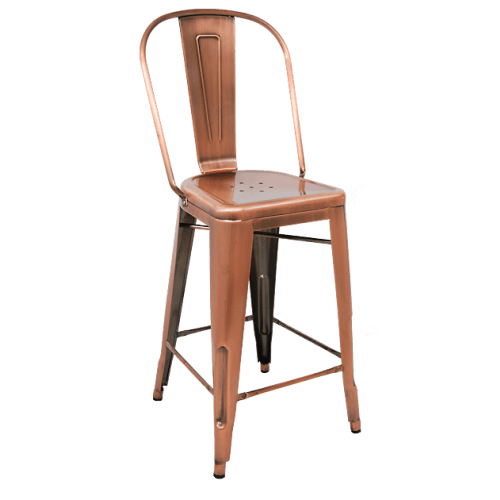 Bistro Style Metal Bar Stool in Copper Finish