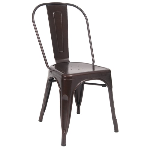 Indoors Bistro Style Metal Chair in Brown Finish