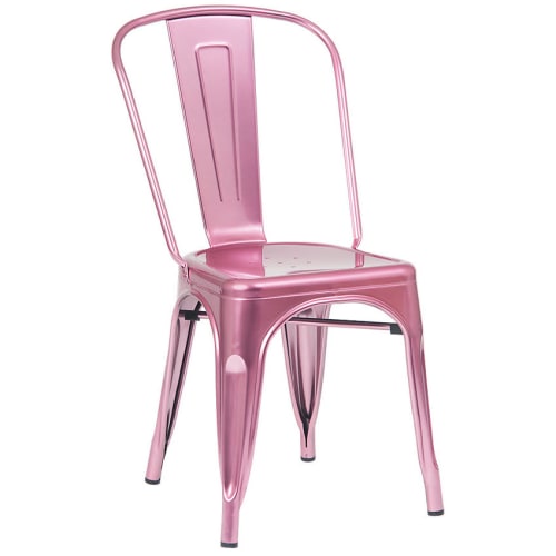 Bistro Style Metal Chair in Pink Finish