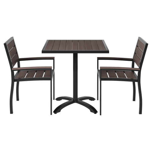 Black & Dark Walnut Patio Dining Set with Armchairs