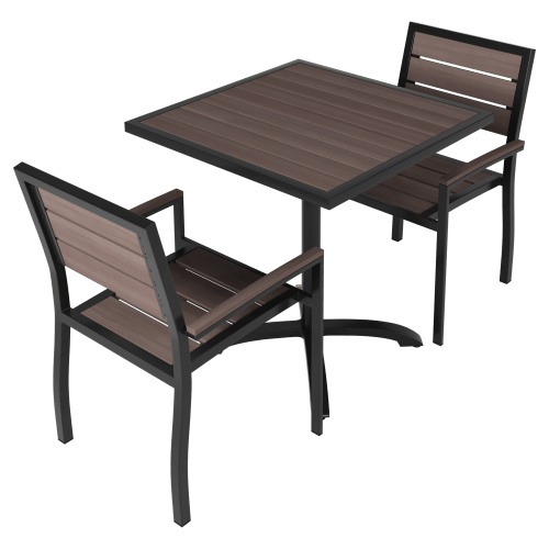 Black & Dark Walnut Patio Dining Set with Armchairs