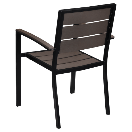 Black & Dark Walnut Patio Dining Set with Armchairs