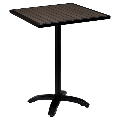 Black Aluminum & Dark Walnut Bar Height Patio Set
