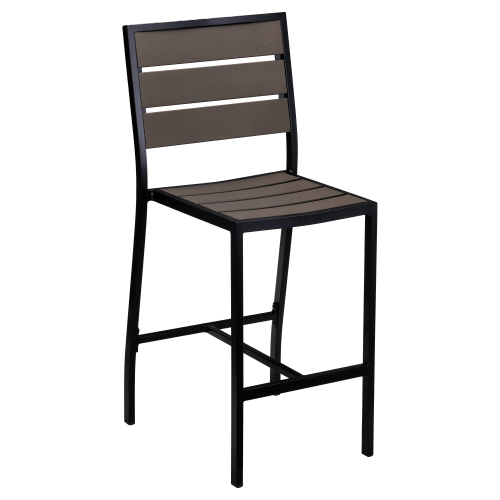 Black Aluminum & Dark Walnut Bar Height Patio Set