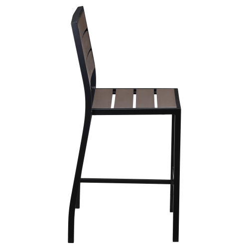 Black Aluminum & Dark Walnut Bar Height Patio Set