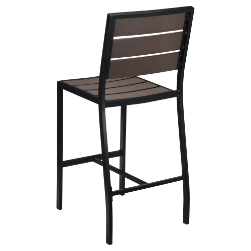 Black Aluminum & Dark Walnut Bar Height Patio Set
