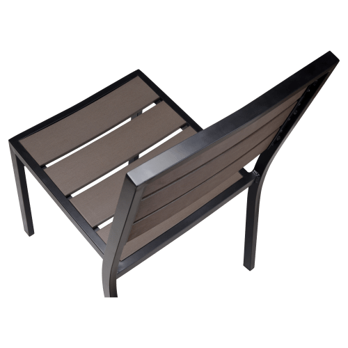 Black Aluminum & Dark Walnut Teak Patio Dining Set