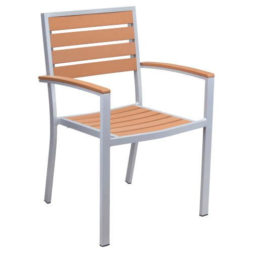 Heavy Duty Patio Arm Chair with Faux Teak