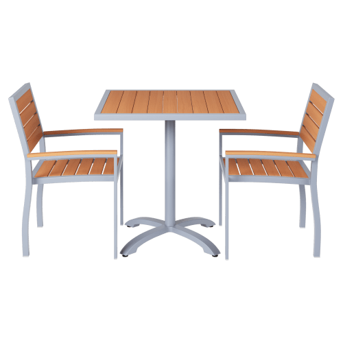 Set of Grey Heavy Duty Aluminum Armchairs with Table