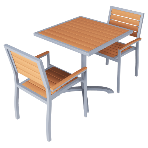 Set of Grey Heavy Duty Aluminum Armchairs with Table