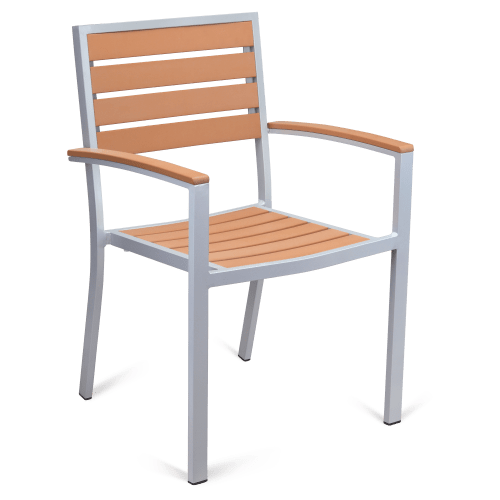 Set of Grey Heavy Duty Aluminum Armchairs with Table