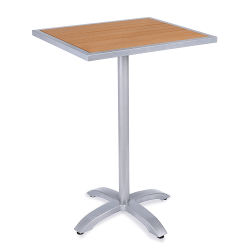 Gray Aluminum & Teak Bar Height Patio Set