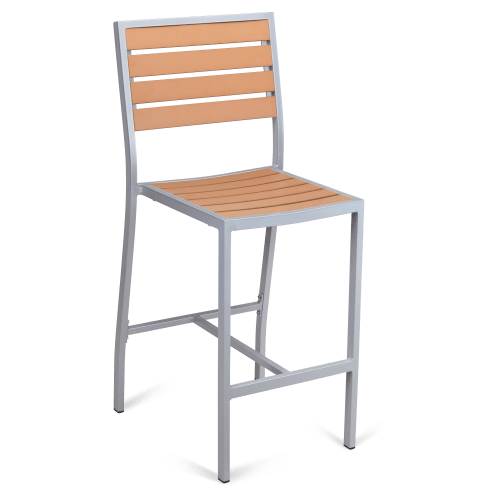 Gray Aluminum & Teak Bar Height Patio Set