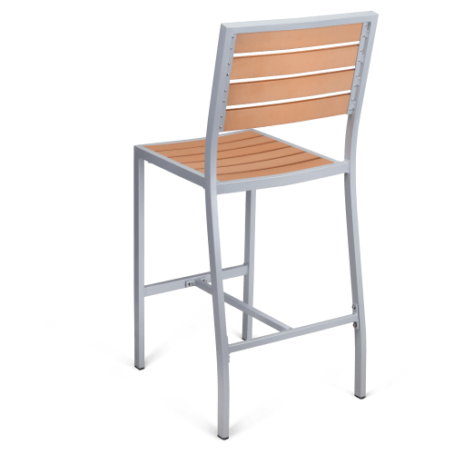 Gray Aluminum & Teak Bar Height Patio Set