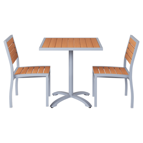 Set of Grey Heavy Duty Aluminum Side Chairs with Table