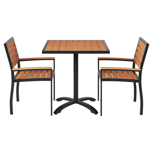 Set of Black Heavy Duty Aluminum Armchairs with Table