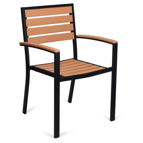 Set of Black Heavy Duty Aluminum Armchairs with Table