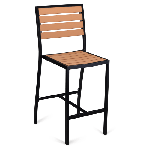 Black Heavy Duty Faux Teak Patio Bar Stool