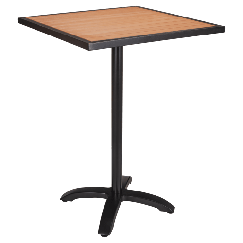 Black Aluminum & Faux Teak Bar Height Patio Set