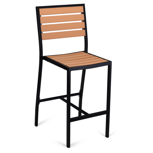 Black Aluminum & Faux Teak Bar Height Patio Set