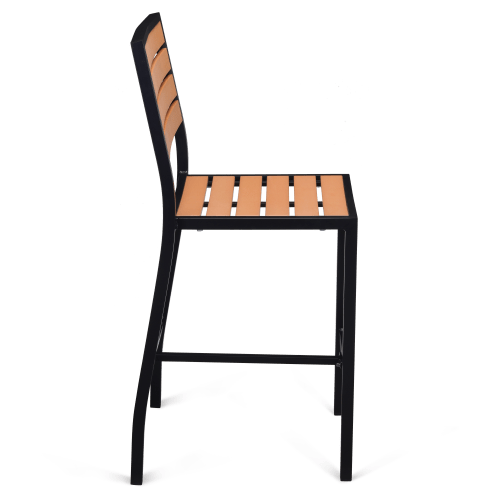 Black Aluminum & Faux Teak Bar Height Patio Set